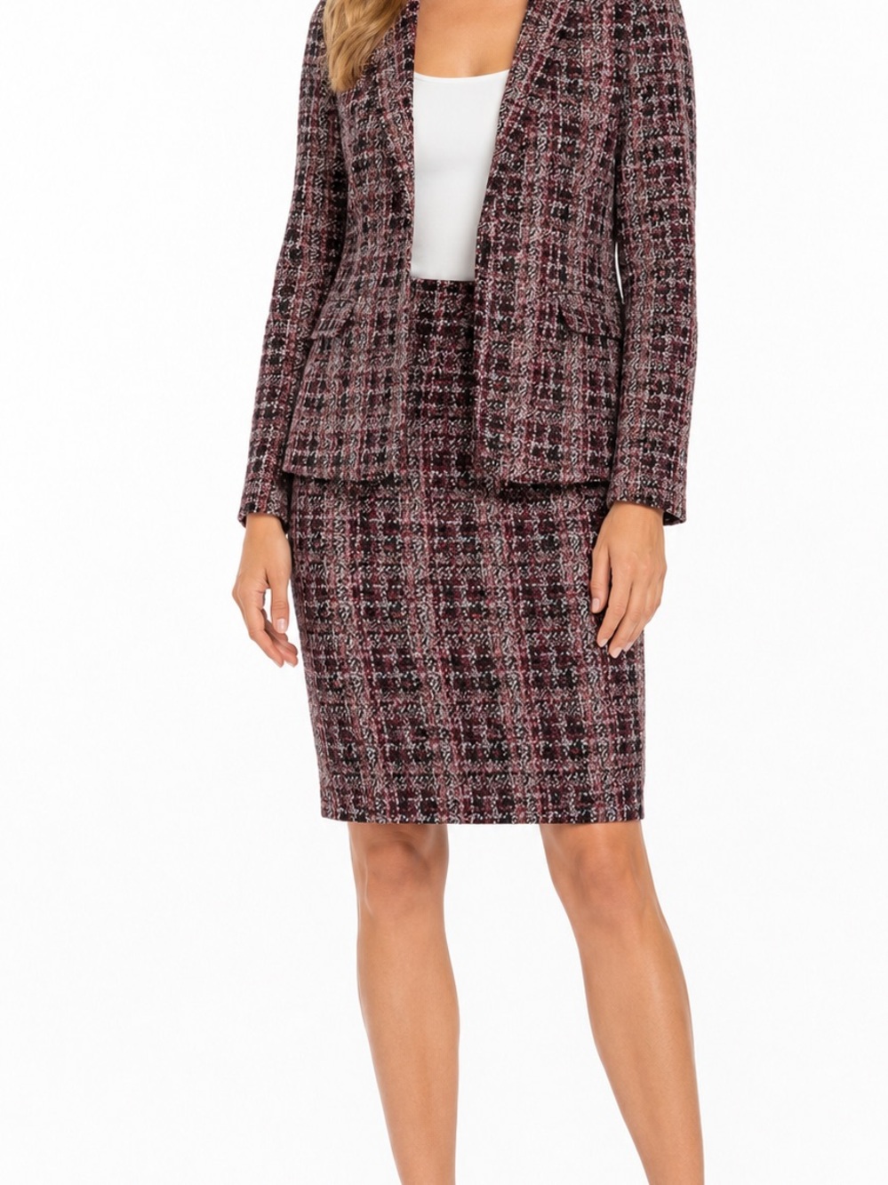 Liverpool Plaid Blazer XL & Skirt 12/31 Stretch Suit Set